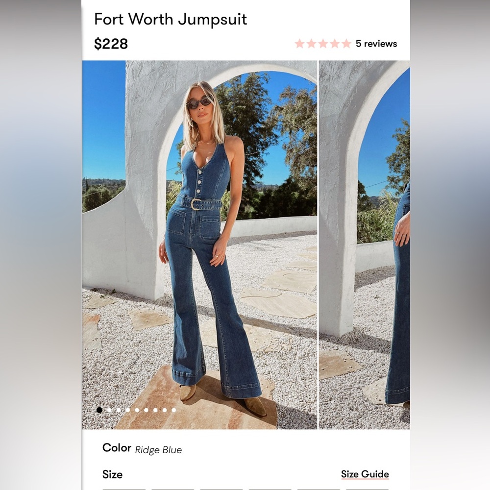 Show Me Your MuMu Fort Worth Denim Halter Flare Jumpsuit